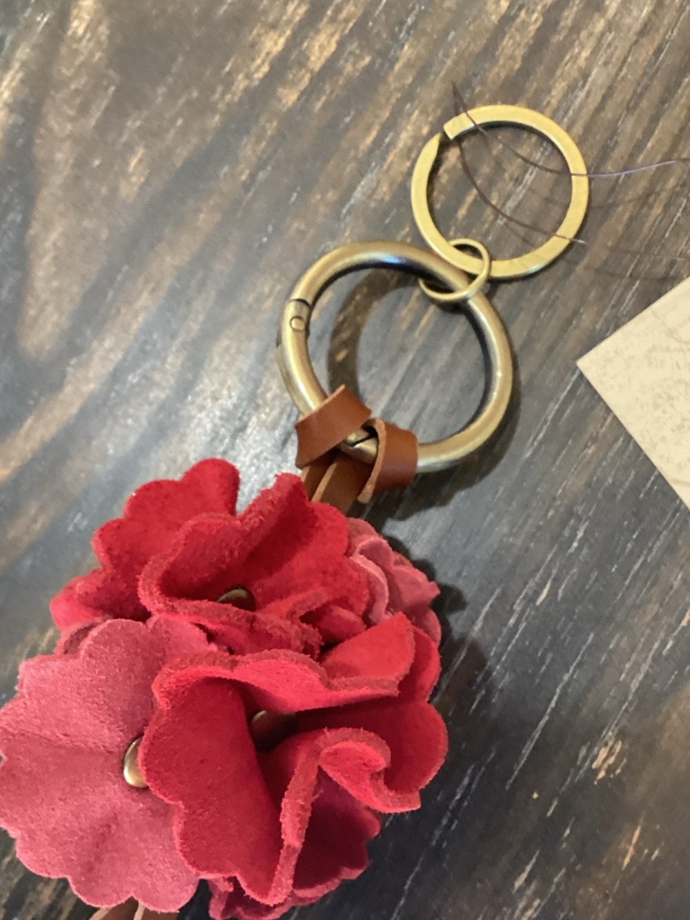 Patricia Nash Hydrangea Floral Leather Bag Charm Keychain - Picture 4 of 5